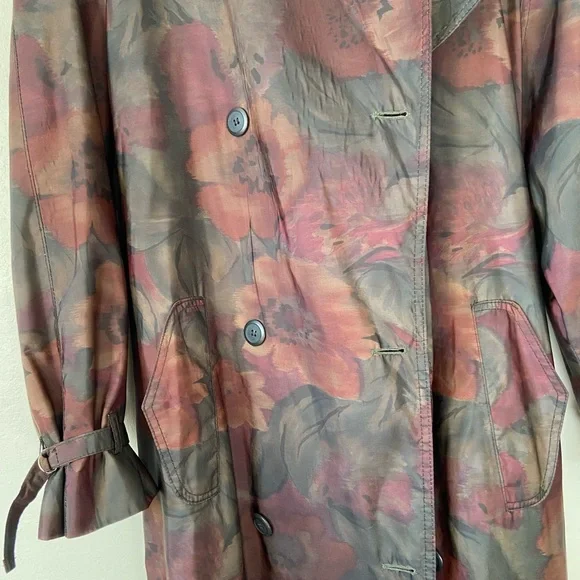 Vintage Dark Floral Trench Coat - Picture 6 of 16